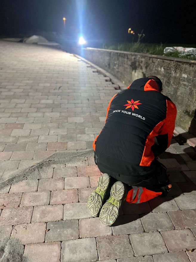 stensättning vid villaprojekt