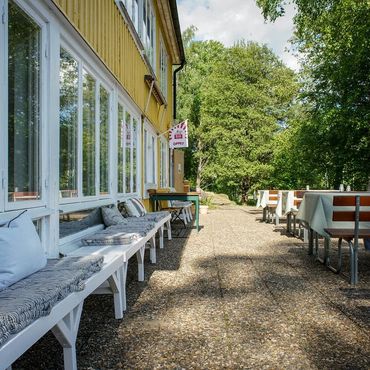 Bild på sommarcafé ute