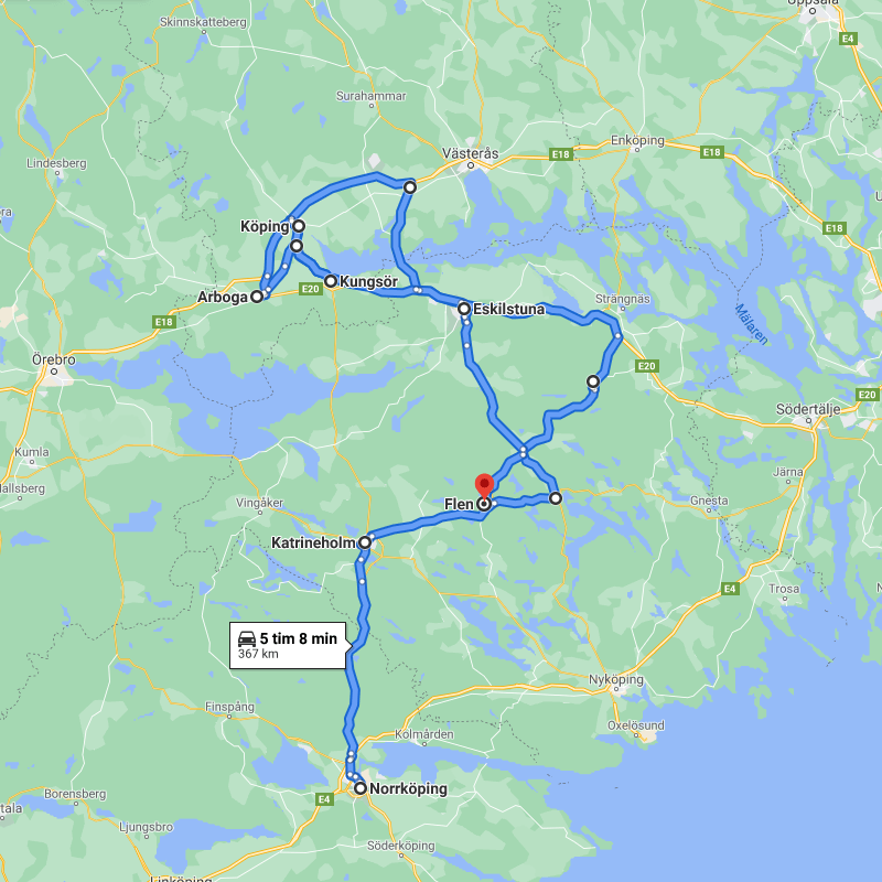 Karta av lastbilens turer