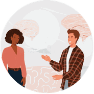 Two people communicating openly in a safe and understanding environment.