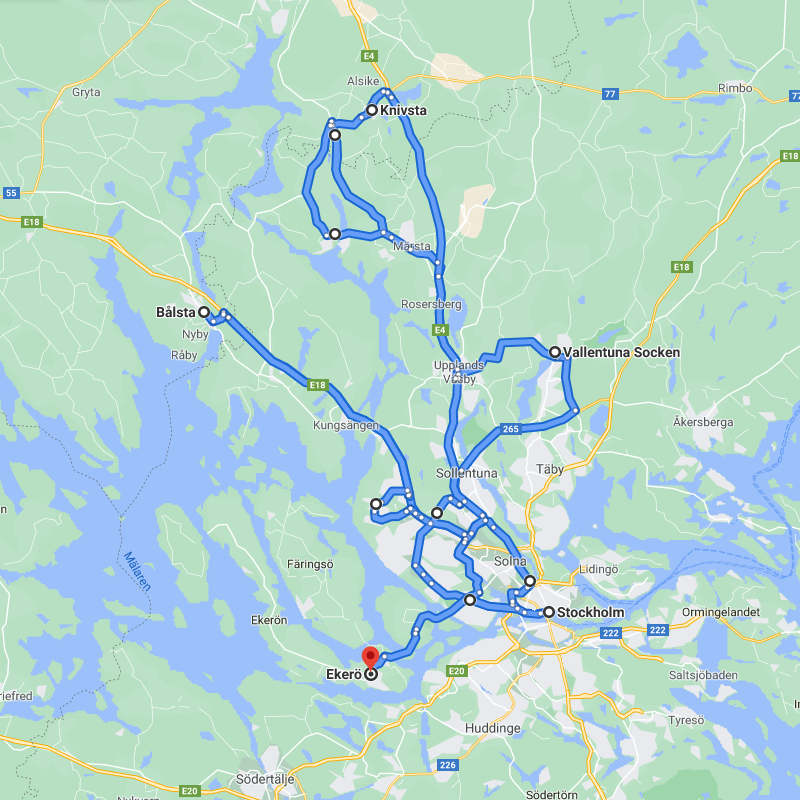 Karta av lastbilens turer