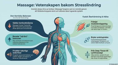 Bilden förklarar hur massage kan hjälpa vid stress.