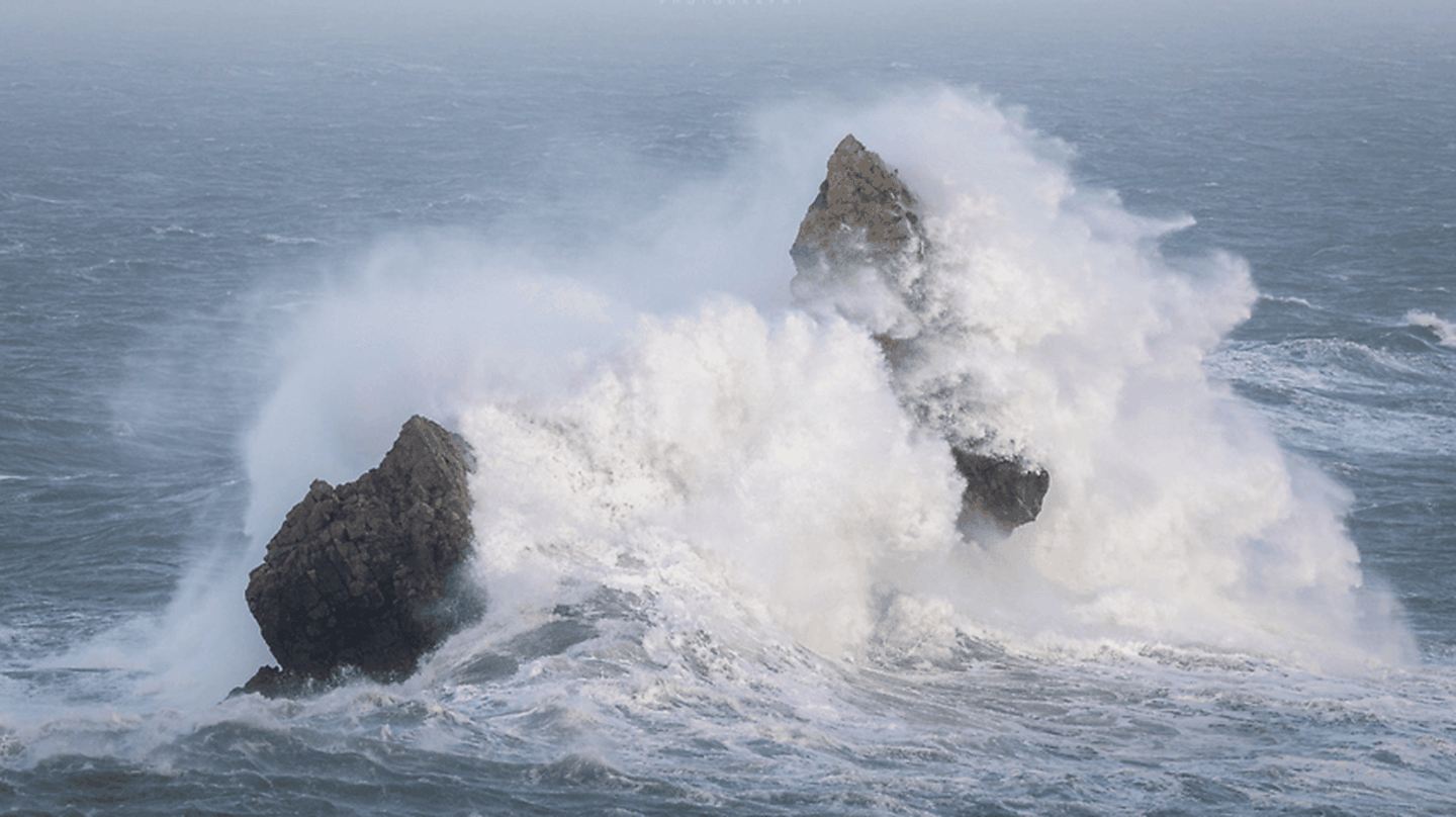 waves crashing over rocks at Broadhaven South Pembrokeshire