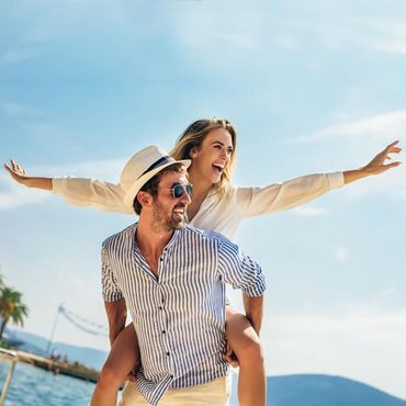 Happy couple on the beach