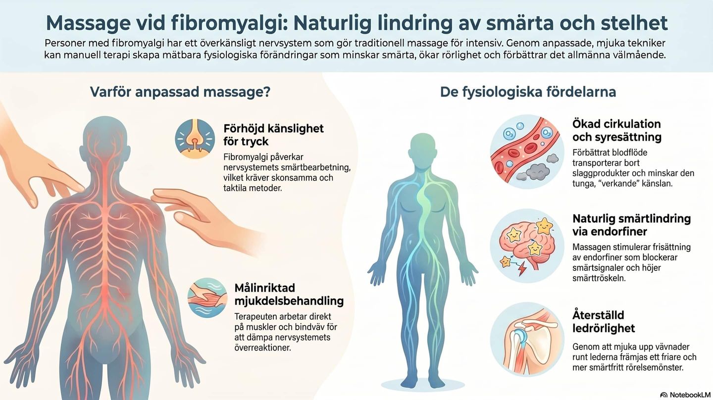 Bilden visar hur massage kan hjälpa vid fibromyalgi