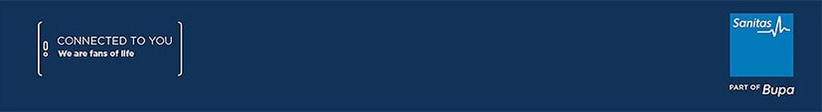 Sanitas banner with logo – dark blue