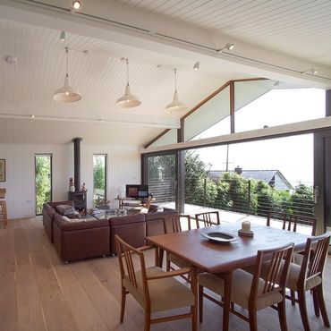 view from dinning area looking out to decked area 