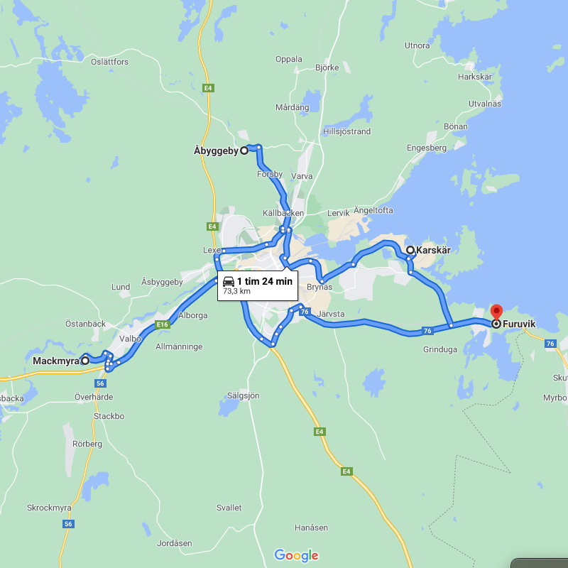 Karta av lastbilens turer