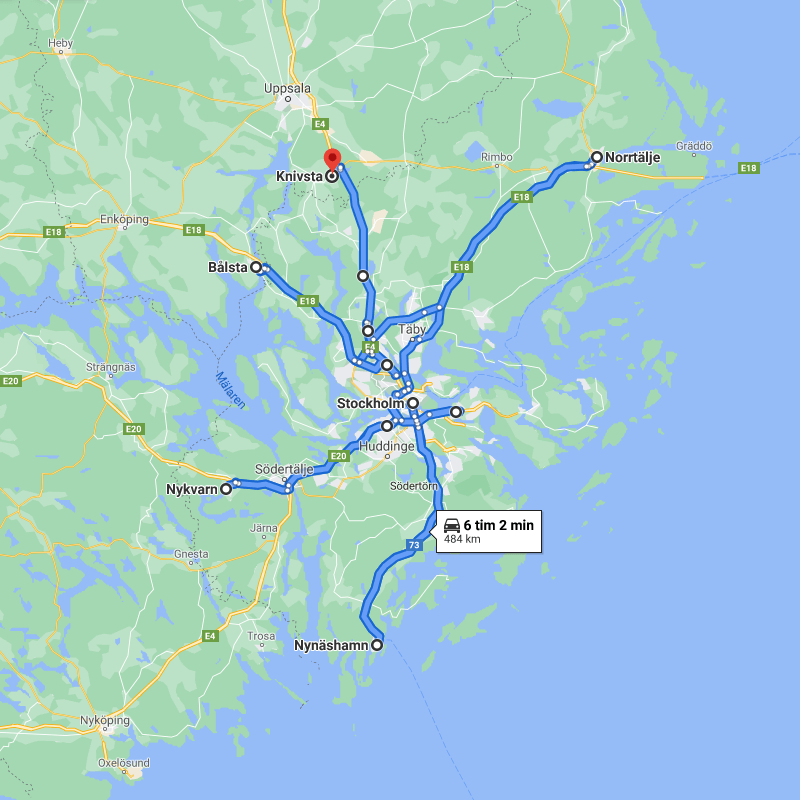 Karta av lastbilens turer