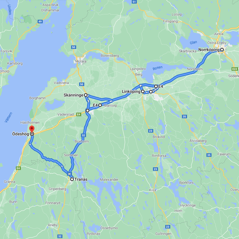 Karta av lastbilens turer
