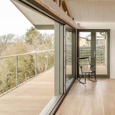 View of the balcony taken from just inside the living room area