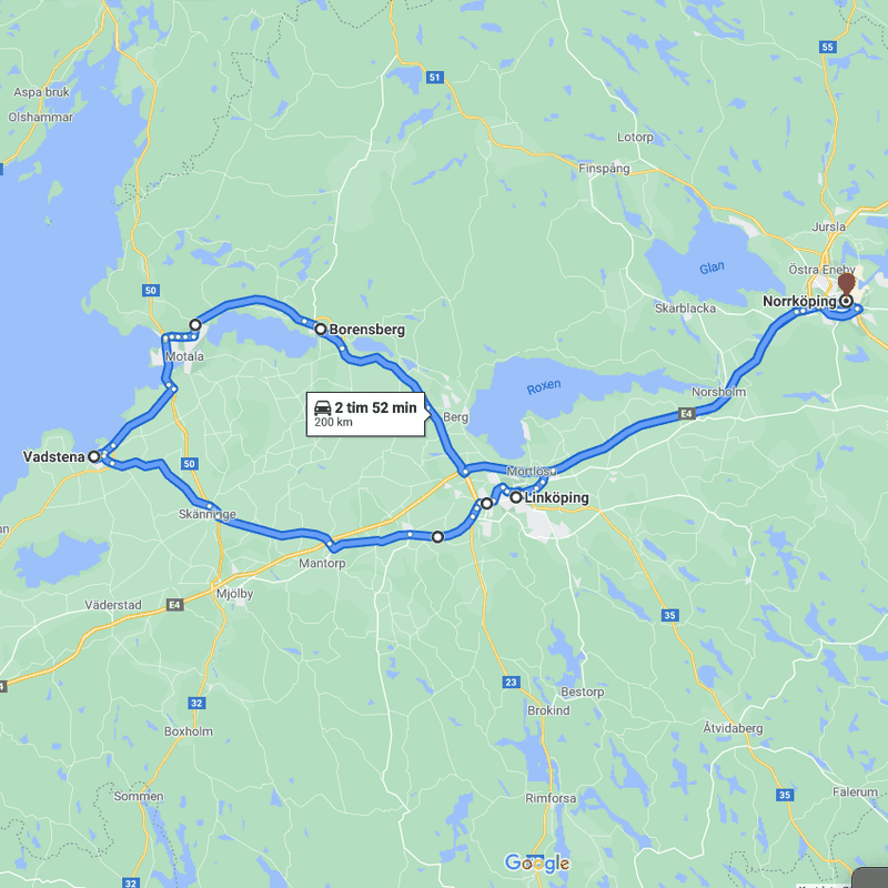 Karta av lastbilens turer