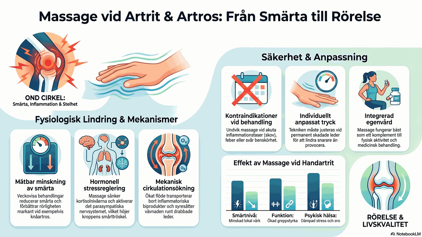 Bilden visar artros och artrit och massagens lindrande effekter