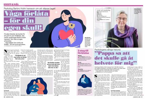 Artikel om Barbro och att förlåta i tidningen Land