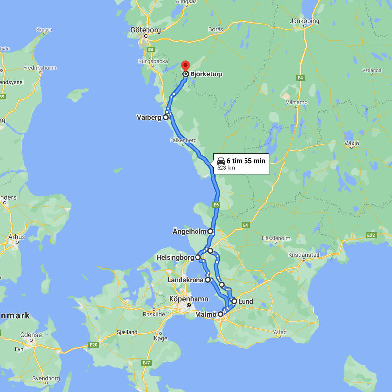 Karta av lastbilens turer