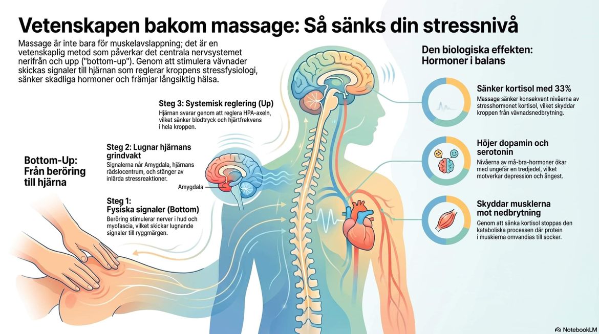 Bilden visar hur massage vetenskapligt påverkar kroppen positivt