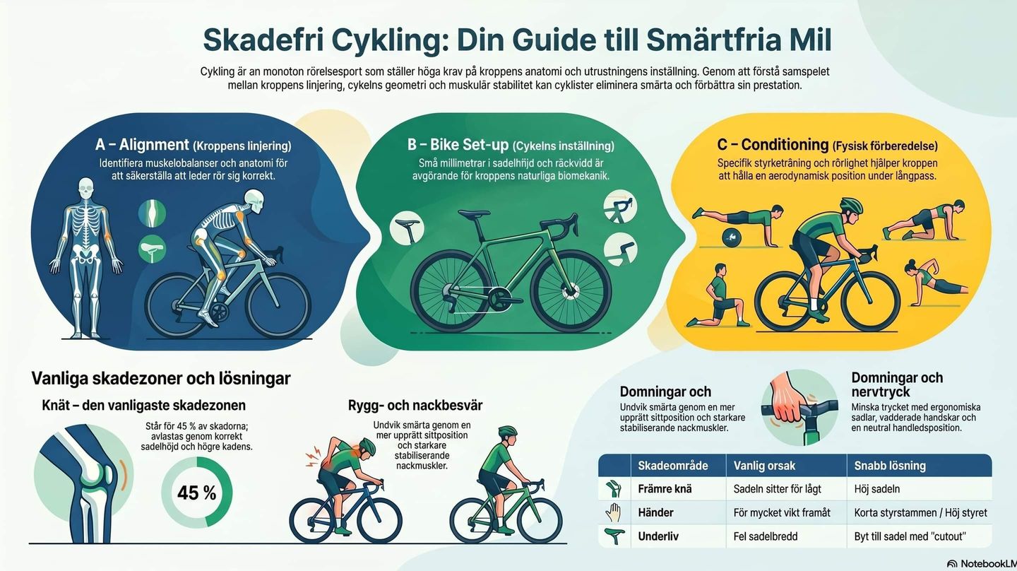 Bilden visar en guide till skadefri cykling