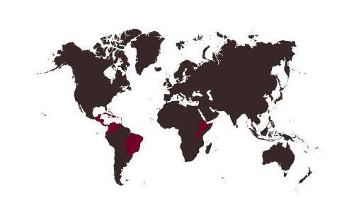 Karta över ursprungsländer för kaffebönan Premium