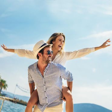 Happy couple on the beach