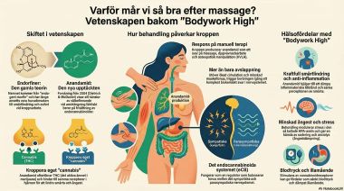 Bilden förklarar varför man mår så bra efter en massage, den endocannabinoid kopplingen, hög av massage.