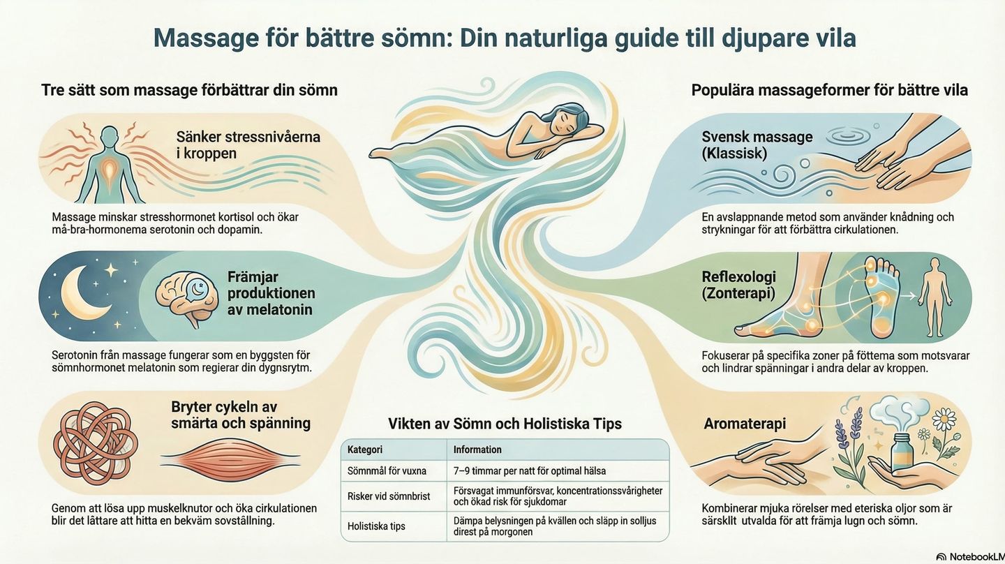 Bilden visar hur massage kan ge en bättre sömn
