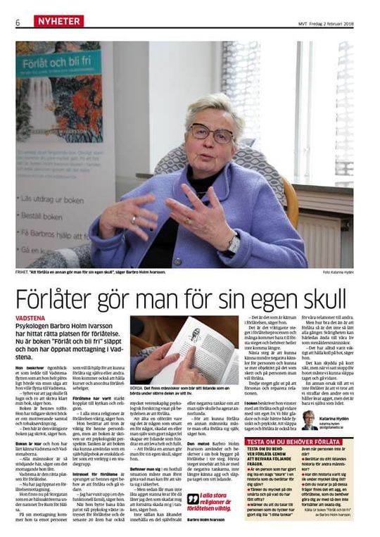 Artikel i Motala Vadstena Tidning.