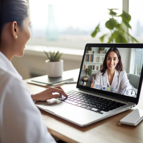 Woman talking to a doctor online