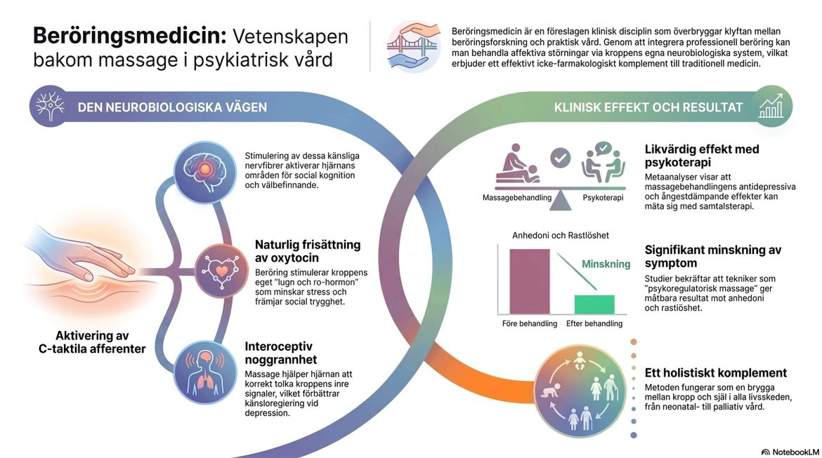 Bilden visar hur massage vetenskapligt fungerar som beröringsmedicin.