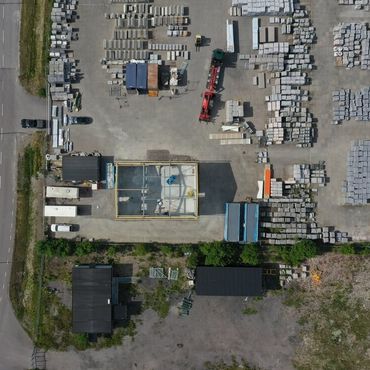 Bild på den nya byggnaden tagen rakt ovanifrån