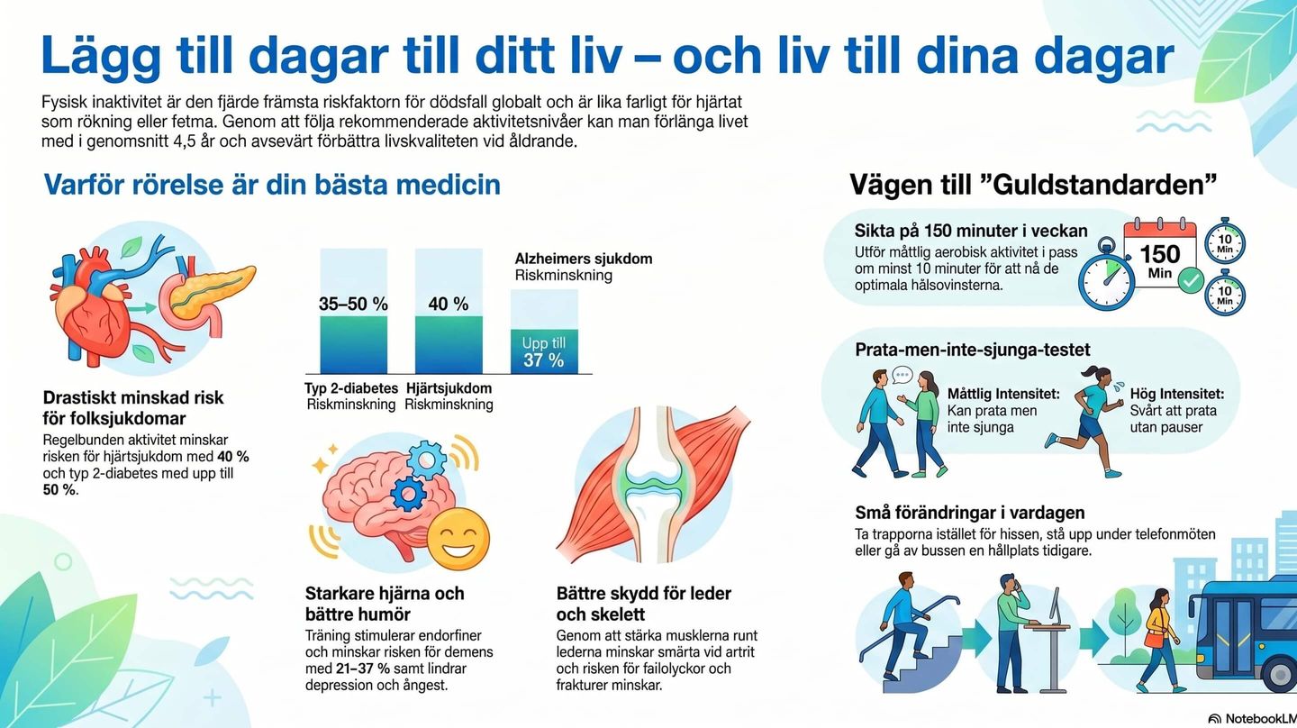 En person som är fysiskt aktiv i vardagen genom en rask promenad utomhus för att stärka immunförsvaret och förbättra humöret.
