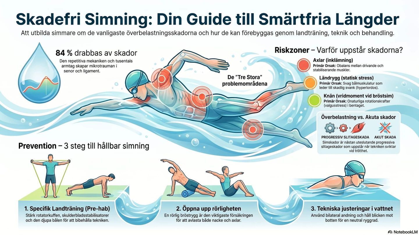 Visar bild på olika sätt att hålla sig skadefri vid simning