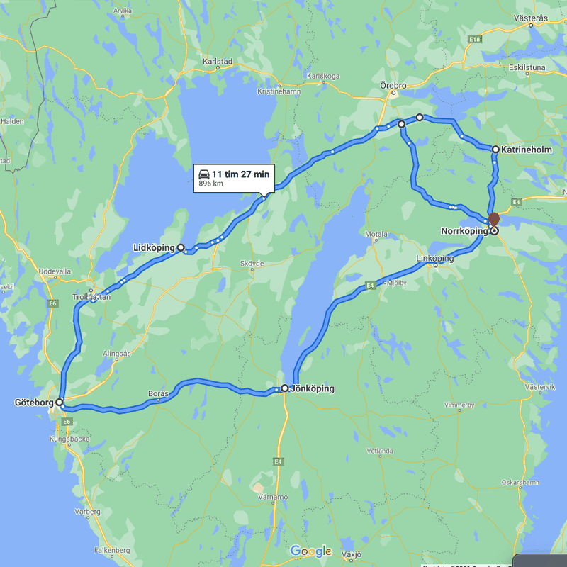 Karta av lastbilens turer