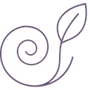 Symbol för Soul Resonance Activation – en spiral som övergår i ett blad, representerande växande energi, klarhet och transformation.