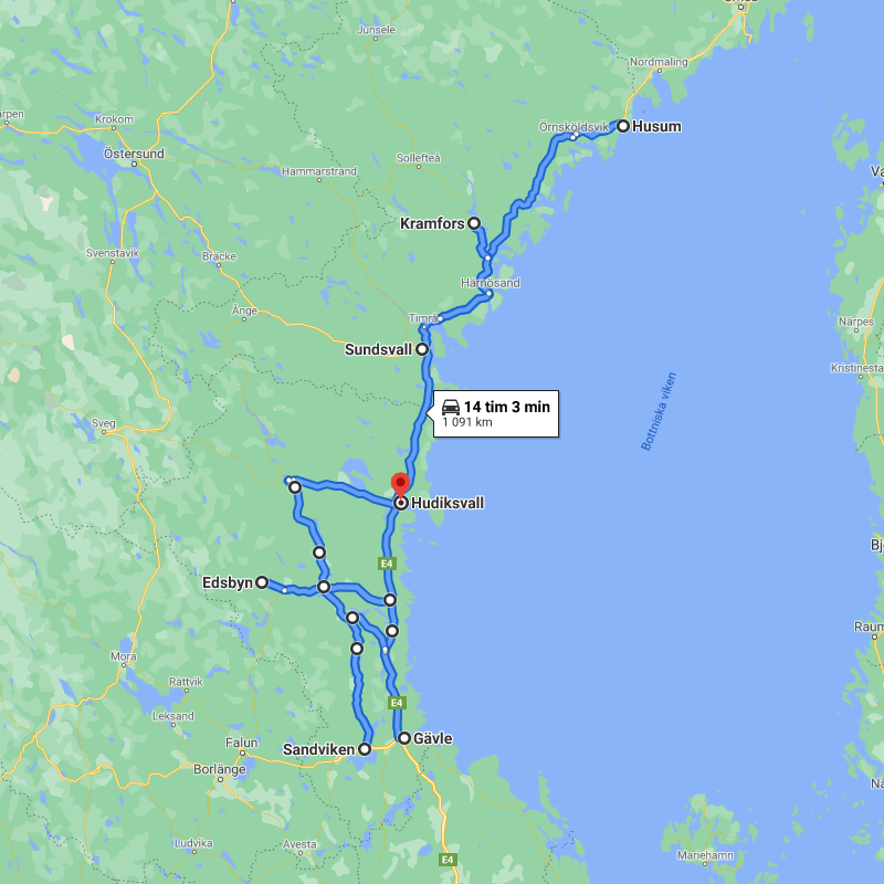 Karta av lastbilens turer