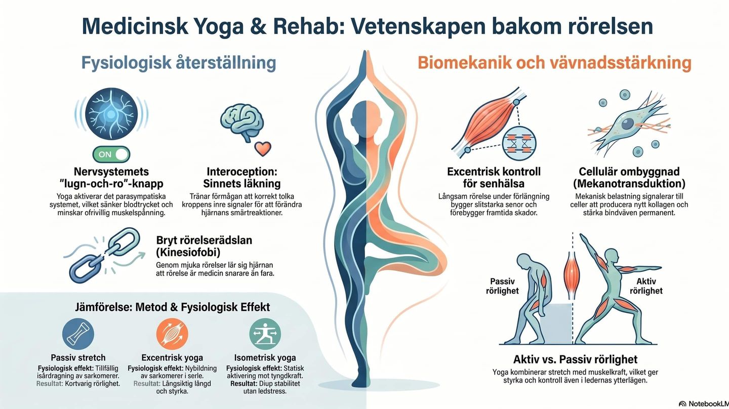 Medicinsk yoga och rehab vetenskapliga bilder