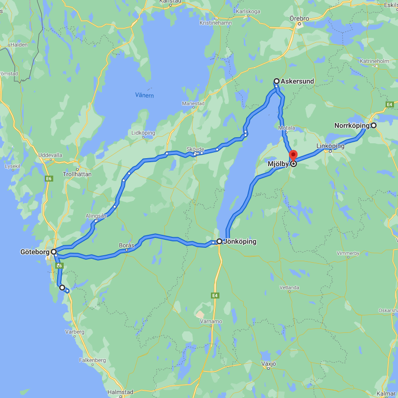 Karta av lastbilens turer