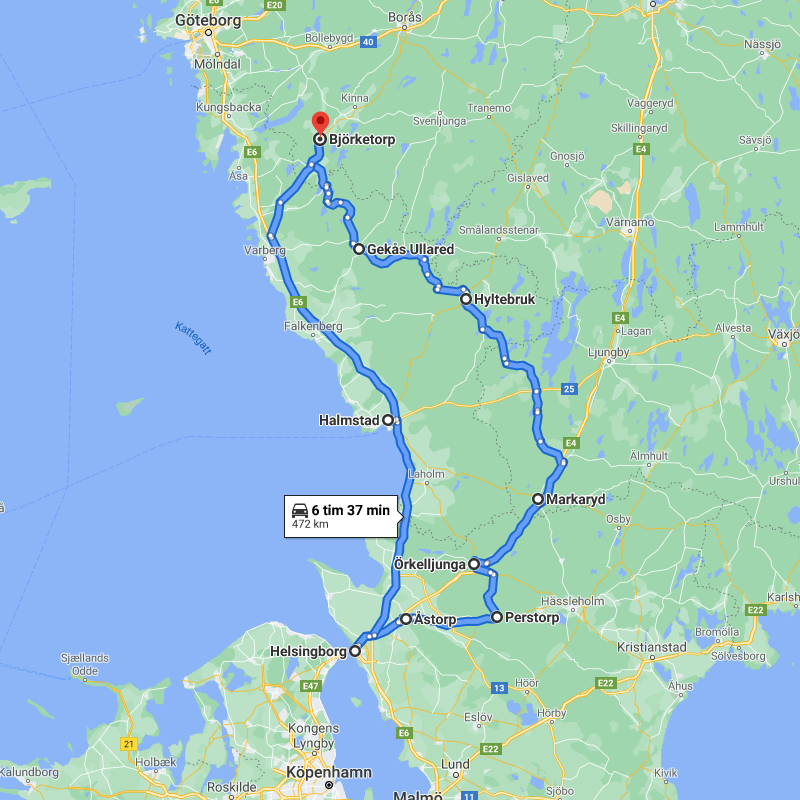 Karta av lastbilens turer