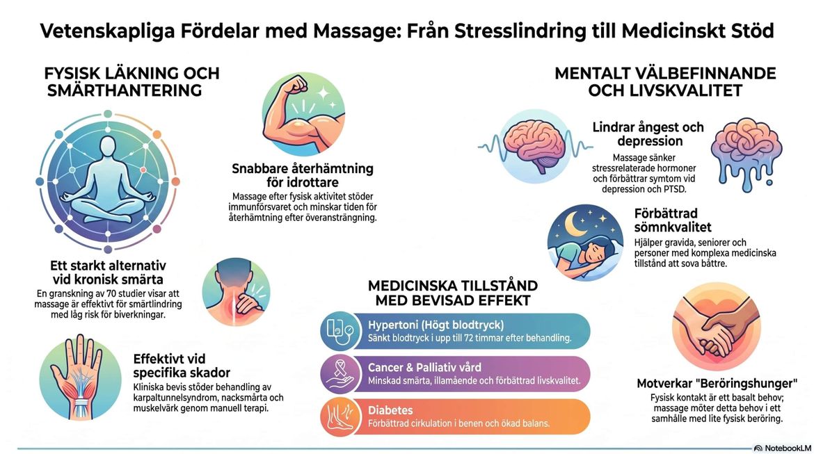 Bilden visar vetenskapliga fördelar med att få massage