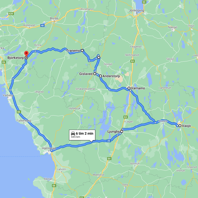 Karta av lastbilens turer