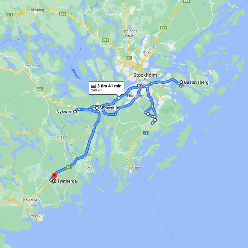Karta av lastbilens turer