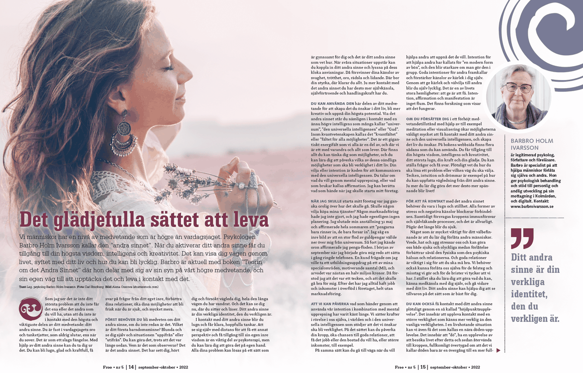 Artikel i tidningen Free, 5 september 2022