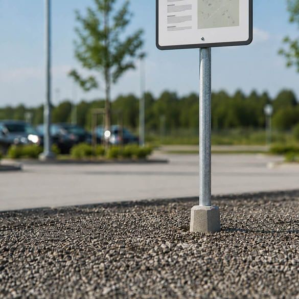 betongfundament med stolpe