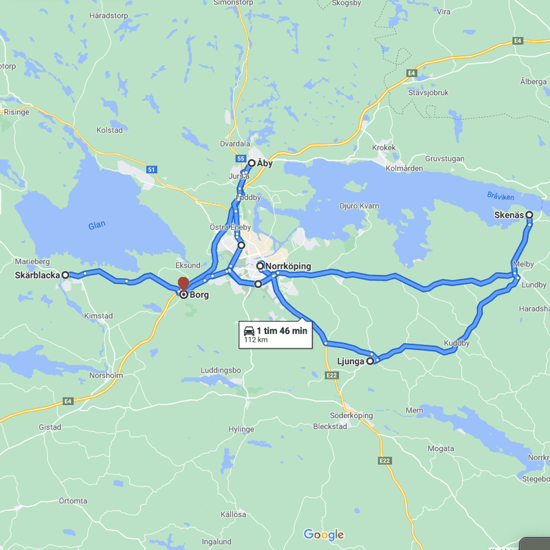 Karta av lastbilens turer