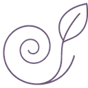 Symbol för Soul Resonance Activation – en spiral som övergår i ett blad, representerande växande energi, klarhet och transformation.