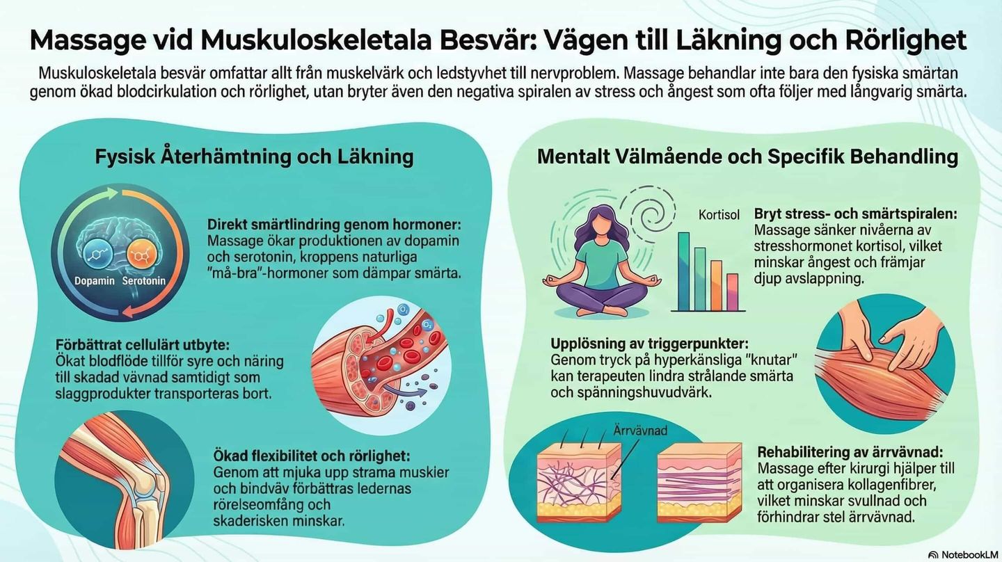 Bilden visar hur massage kan lindra muskuloskeletala tillstånd